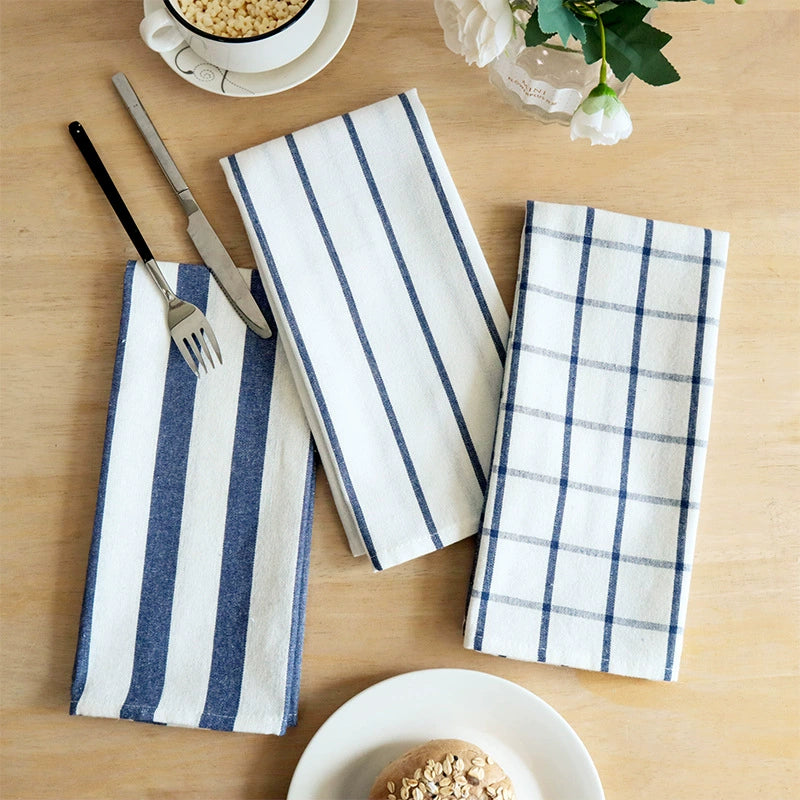 Woven Coastal Blue All-Cotton Towel